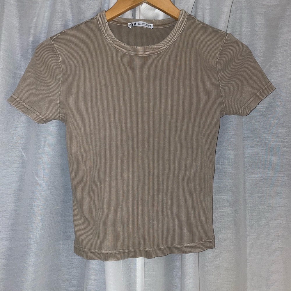Zara Women's Tan Ribbed Top